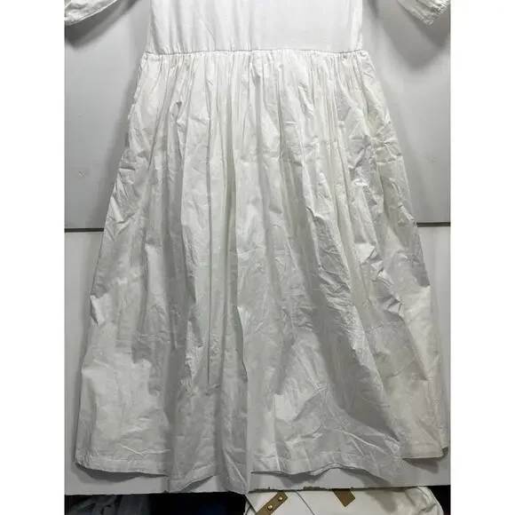 Sofie The Label Dress White Puff Sleeve Maxi Size Small Midi NWOT - Picture 4 of 9